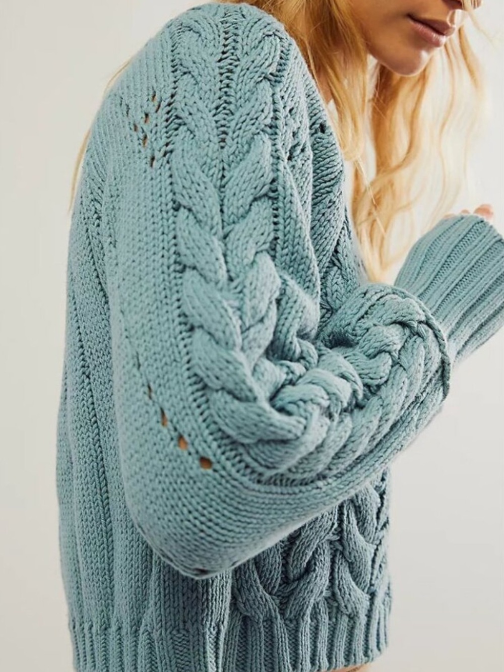 NWT FREE PEOPLE Sandre Pullover Ancient Turquoise SZ: L - Picture 6 of 9